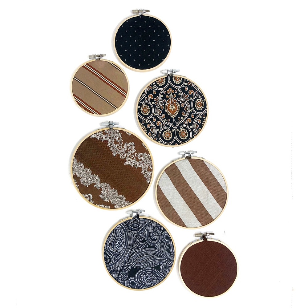 Necktie wall hanging set, neutral brown black